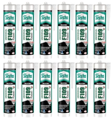 Sista F109 Fusion, universell einsetzbare Dichtmasse, Silikon Dichtstoff für Fassade, Verglasung und Sanitär, resistente und geprüfte Fugenmasse, buche, 12x300ml