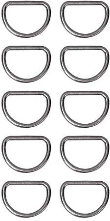 Fdit 10-teilige Metall-D-Ringe 15-mm-D-Ring-Mehrzweckschnallen aus Einstellschlaufe für Taschengurte, Gürtel, Makramee und Leinen mit Haustierhalsband(Pewter)