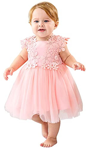 Happy Cherry Robe Fille Cérémonie Bébé Robe de Bal Mariage Anniversaire Fête-Rose-18M