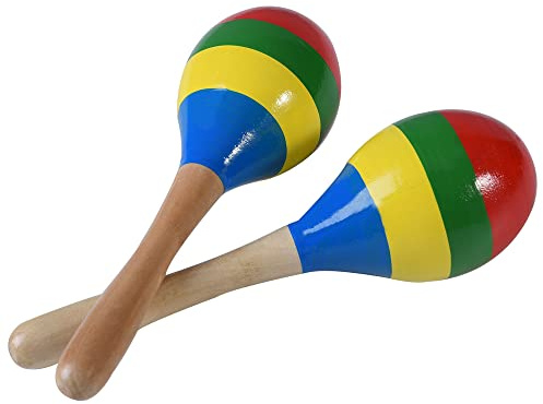 Maracas Hand Percussion Rattles, Wooden Rumba Shaker Musical Instrument for Kids Adults, Set of 2