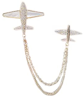 MAYIYAHO Niedliche Zirkon Flugzeug Brosche Anstecknadeln Quaste Kette Luxulry Flugzeug Abzeichen Anzug Broschen für Damen und Herren Kleidung Accessoires