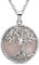 TJC Tree of Life Necklace for Women Size 20 Inches Rose Quartz for Wife Mother Metal Wt. 7.5 Grams