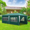 Gimisgu Gazebo da giardino, impermeabile, da 3 x 6 m, con protezione UV, 6 pareti laterali e finestre, stabile, resistente all'inverno, per feste, festival, esposizioni, verde