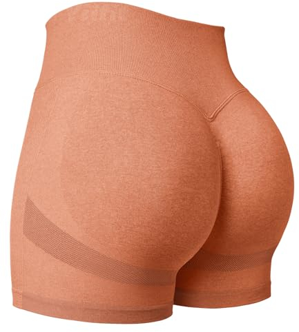 Yiifit Damen Sport Shorts Scrunch Butt High Waist Workout 3.5 Shorts Biker Gym Kurze Hosen Orange Medium