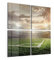 DEQORI Glasbilder Echtglas | Motiv Rasenecke im Stadion | quadratisch 4-teilig 100x100 cm | große XXL Deko | Wandbilder für Wohnzimmer, Schlafzimmer, Flur & Küche | moderne Wanddeko