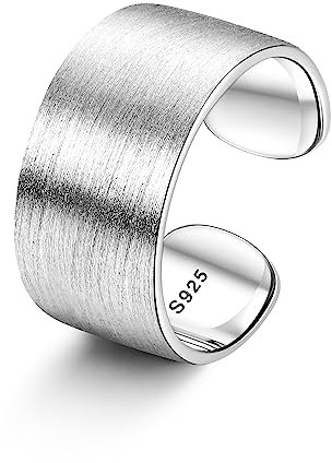 Chriscoco 925 Silber Ringe für Damen Verstellbare Ring Bandring Eheringe Verlobungsring Daumenring Verstellbar Offener Ring für Damen Herren 10MM