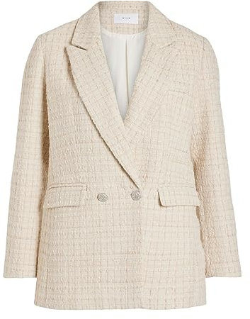 Vila Vitweedy L/S Blazer Veste, Bouleau/Carreaux : Doeskin, 42 Femme
