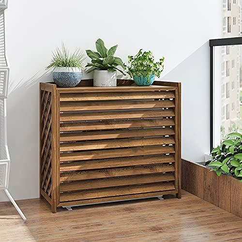 Cubre Aire Acondicionado Exterior Cubierta de CA para Unidad Exterior, Valla de CA para Unidad Exterior, Soporte de Flores de Madera Marco de Bastidor de Aire Acondicionado Exterior Cubierta