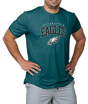 FOCO NFL Herren Offizielles Lizenzprodukt Arch Logo Kurzarm Performance Team T-Shirt, Philadelphia Eagles - Grün, Klein