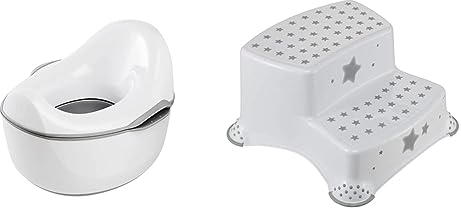 keeeper Babytopf deluxe 4in1, Töpfchen + Toilettensitz + Hocker + Feuchttuchspender & Stars Zweistufiger Tritthocker, Ab ca. 3 bis ca. 14 Jahre, Anti-Rutsch-Funktion, Igor, Weiß
