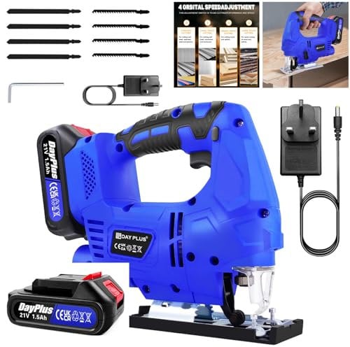 Cordless Jig Saw Electric Jigsaw with 21V Li-Ion Battery and Charger + 8 Blades