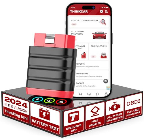 thinkcar OBD2 Bluetooth Scanner Code Reader and App for ios & Android,THINKDIAG Mini All Systems Car Diagnostic Tool Engine Code Reader for Vehicles Check