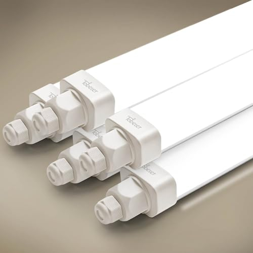 Tobeter 5 Stück LED Feuchtraumleuchte 150cm, 45W 4500LM Ultraslim LED Röhre Feuchtraumlampe im Reihenschaltung, IP65 Wasserfest Werkstattlampe für Keller Garage Feuchtraum, Neutralweiß 4000K