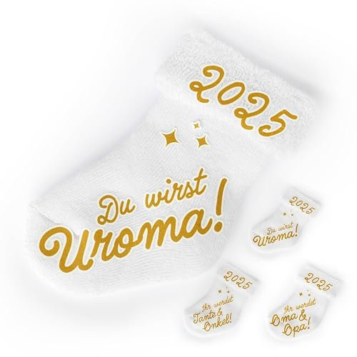 goldprintz I Du wirst Uroma I Schwangerschaft verkünden 2025 I goldig bedruckte Babysocke I Wir bekommen ein Baby verkünden I Verkündung Schwangerschaft I Baby Überraschung I Babynews verkünden