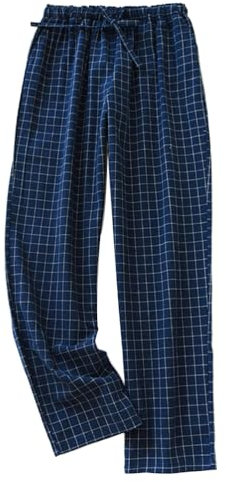 shownicer Pantalon Pyjama Femme Bas de Pyjama Femmes à Carreaux Pantalon de Nuit Décontracté Baggy Taille élastique Vêtement de nuit avec Poches C Bleu L