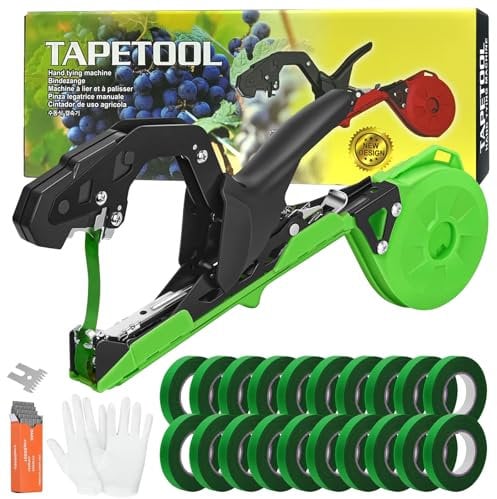 Audasi Legatrice per Piante Legatrice per Vigneto Reggiatrice da Giardino Strumento a Nastro Manuale con 20 Rotoli di Nastro Verde per Albero Fiori Verdura Vigneto