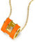 Orange Halskette Damen Gold mit Anhänger, 18K Vergoldete Halskette Titanstahl Wasserfester Halskette Damen Goldkette Damen Modeschmuck Geschenke für Frauen