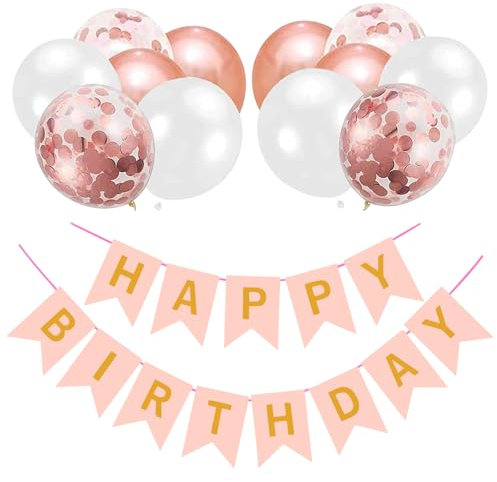 Mynoozi Luftballons Geburtstag Dekoration Set,Roségold Party Deko Geburtstag Enthält 12 Luftballons und 2 Bändert für Geburtstagsfeier und Festival Dekoration