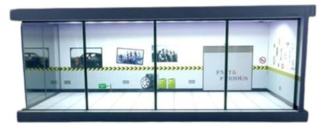 1:64 Parking Lot LED Display Case Car Model Storage Box with Dustproof Cover Backdrop Diecast Car Display Case for Model Cars