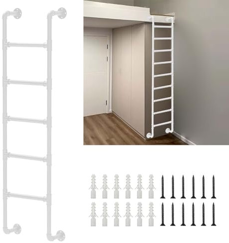 Weiße Metall-Hochbettleiter, Mehrzweck-Dachboden-Anlegeleiter, platzsparende, wandmontierte Leitern, robuste Notausstiegsleiter für Kellerfensterschächte(105cm/41in)
