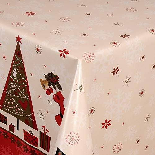 Wachstuch Wachstischdecke Tischdecke Weihnachten Dreieck Nikolaus Eckig 140 x 160 cm abwischbar Weihnachtstischdecke