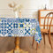 AIBIIN Blaue Tischdecke, marokkanische Fliesen, Patchwork-Stil, rechteckige Tischdecke, waschbar, Tischdecke für Esszimmer, Picknick, Party, Tischdekoration, 142 x 213 cm