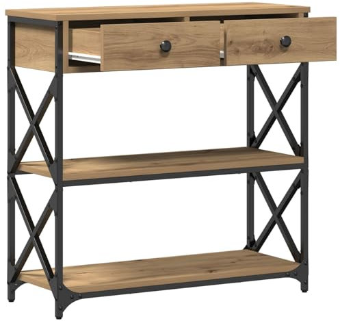 vidaXL Table Console avec tiroir chêne Artisanal 75 x 28 x 75 cm, Table Console Rectangulaire, Style Industriel, Durable pour Hall, Accent pour Entrée et Séjour