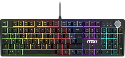 MSI Forge GK320 FR Clavier Gaming Mécanique - AZERTY, Disposition FR, switches Red (Linéaires) interchangeables, Couvercle magnétique, Touches ergonomiques, LED RGB, USB 2.0 - Pleine Taille
