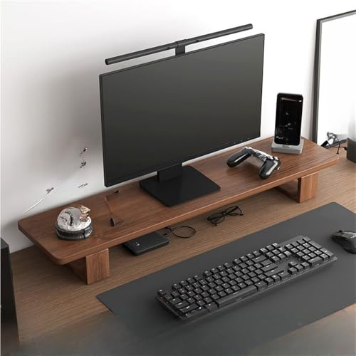 Pink Palm Schreibtischregal, Monitorständer, Schreibtischständer mit Holzrahmen, Monitorregal mit 2 Höhen, minimalistisches Schreibtischregal für Monitore, Laptop, Fernseher (80 x 20 x 11,9 cm)