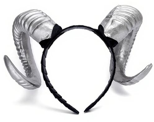 DAGLLGEW Hörner Stirnband Silber Gothic Ziegenhörner Stirnband Dämon Halloween Kostüme für Halloween Cosplay Party Karneval Ziegenhorn Kostüme