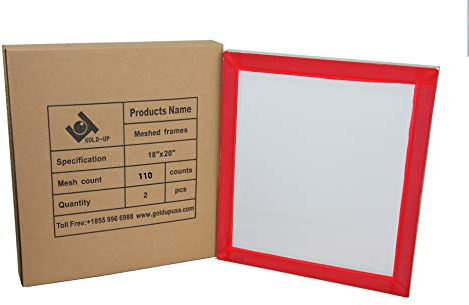 Siebdruckrahmen aus Aluminium, 45,7 x 50,8 cm, 110 weiße Netzstoffe, 2 Stück