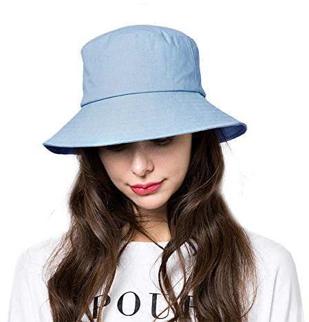 Sonnenhut für Frauen, Baumwolle, Hüte, Teenager, Mädchen, breite Krempe, Schlapphut, Sommer, Strand, Fischermütze, UPF 50+, UV-verpackbar - - Medium