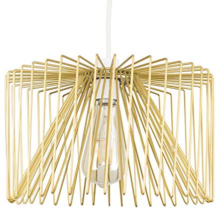 MiniSun | Modern Gold Non Electric Metal Wire Design Light Shade | Pendant Lights, Home Décor & Improvement Essential | Includes 4W LED Bulb [2700K Warm White] | 180mm Shade Width