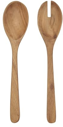BUTLERS PURE KITCHEN - Salatbesteck 2er Set - Braune Salatlöffel aus Akazienholz - Holzlöffel, Holzbesteck, Küchenhelfer
