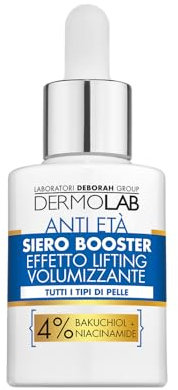 Dermolab - Siero Viso Acido Ialuronico Booster Antietà Volumizzante, con Retinolo, per Tutti i Tipi di Pelle, Leviga le Rughe, Idrata in Profondità e Combatte l'Invecchiamento Cutaneo, 30 ml