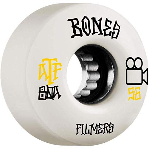 Bones Wheels ATF Filmers Skateboard-Räder, 80 A, 56 mm, Weiß