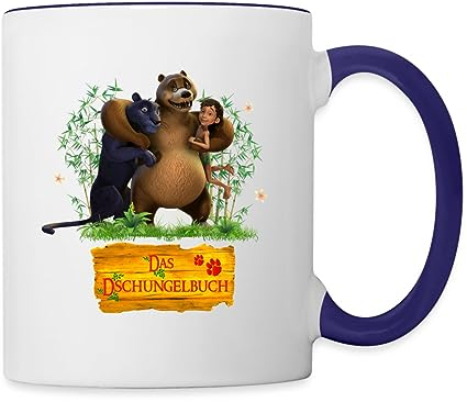 Spreadshirt Das Dschungelbuch Mogli & Freunde Tasse Zweifarbig, One size, Weiß/Kobaltblau