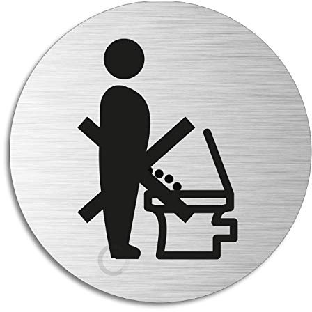 Schild Bitte setzen Türschild Aluminum Edelstahloptik selbstklebend Ø 75 mm