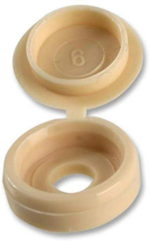 100x Pack Plastic Fold Over Hinged Screw Head Cap Snap Cover Small to fit 6G - 8G (Beige)