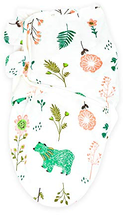 Callowesse © Neugeborenes Baby Pucksack. Geeignet für 0-3 m (7-14 lbs), 100% Baumwollwickel 190GSM / 0,5 TOG (Bären & Blüten)