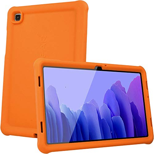 TECHGEAR Bumper Coque pour Samsung Galaxy Tab A7 2020 10.4 (SM-T500/SM-T505) Silicone Coque de Protection Caoutchouc Résistante aux Chocs avec Bords et Coins Renforcés + Film de Protection - Orange