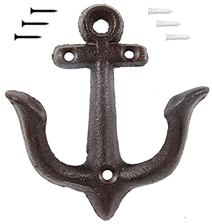 realideas Rusty Brown Rusty Brown Rusty Gusseisen Nautisches Anker Design Wandhaken Garderobenleiste Antik Shabby Chic Badezimmer Handtuchhaken Schlüsselhalter