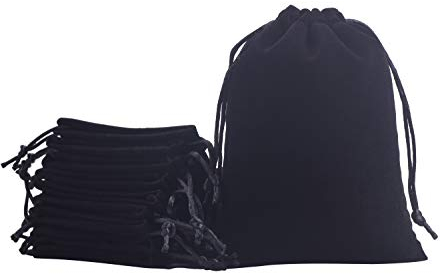 KONMAY 10 bolsas grandes de terciopelo con cordón, color negro, 15 x 20 cm, bolsas de terciopelo para joyas, regalos de fiesta