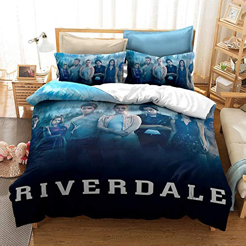 PTNQAZ Bettwäsche-Set, Motiv: Bizarre Filme, 3D-Druck, Riverdale Bettdeckenbezug, Kissenbezüge, Einzel-, Doppel-, King-Size-Bett, Schlafzimmerdekoration (Einzelbett)