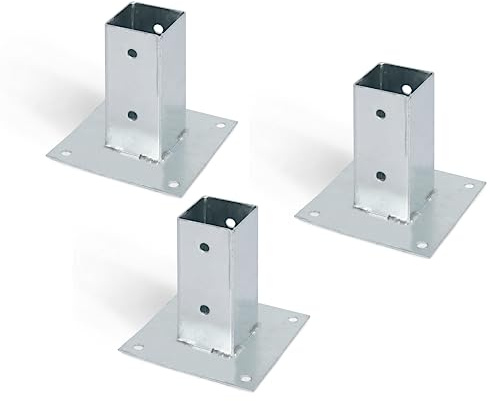 Alberts 211875 Aufschraubhülse | für Rund- oder Vierkantholzpfosten | feuerverzinkt | 61 x 61 mm | 3er Set