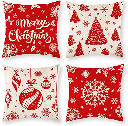 Kesote Kissenbezug Weihnachten Kissenhülle 45x45 cm Dekokissen Deko (4 Stück)