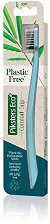 Piksters Eco-Zahnbürste, weich, plastikfrei, Komfortgriff, Farbe kann variieren