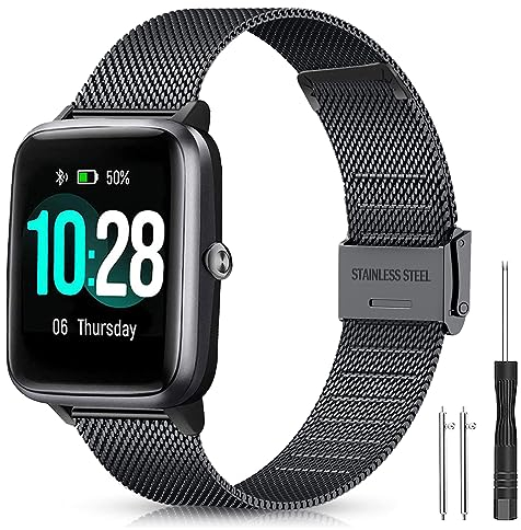 Harikiri Metall Armband mit Fitpolo H205L,19mm Ersatzarmband für GRV FC1,Hama 5910/4900,LETSACTIV ID205U,Vowtop ID205U,Veryfitpro 205/205L/205U/205G,Umidigi Uwatch3,Yamay fitness SW020/SW021/SW023