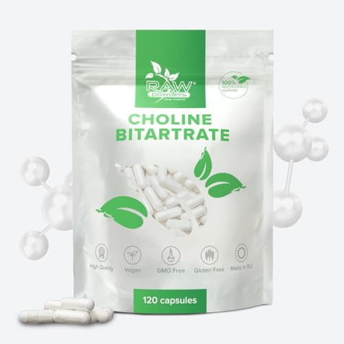 Choline Bitartrate 700mg, 120 Kapseln – Unterstützung für Gedächtnis & kognitive Funktion – Reine Zutaten, GMO- & Glutenfrei von Raw Powders