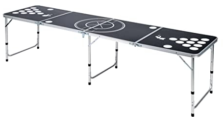 greemotion 133447 Partytisch mit Bier-Pong-Markierungen, Silber, Schwarz
